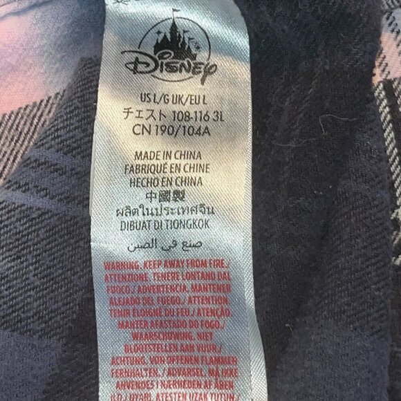 DISNEY LA RATATOUILLE REMY Plaid Flannel Button Down Pink & Black Ombre Shirt  L - Picture 10 of 13